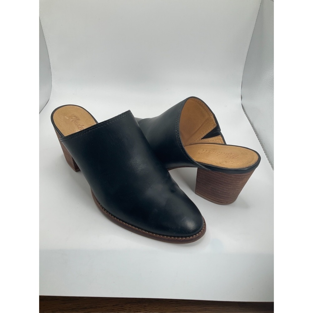 Madewell The Harper Black Leather Pointed Toe Block Heel Minimalist Size 7.5 - Picture 5 of 15